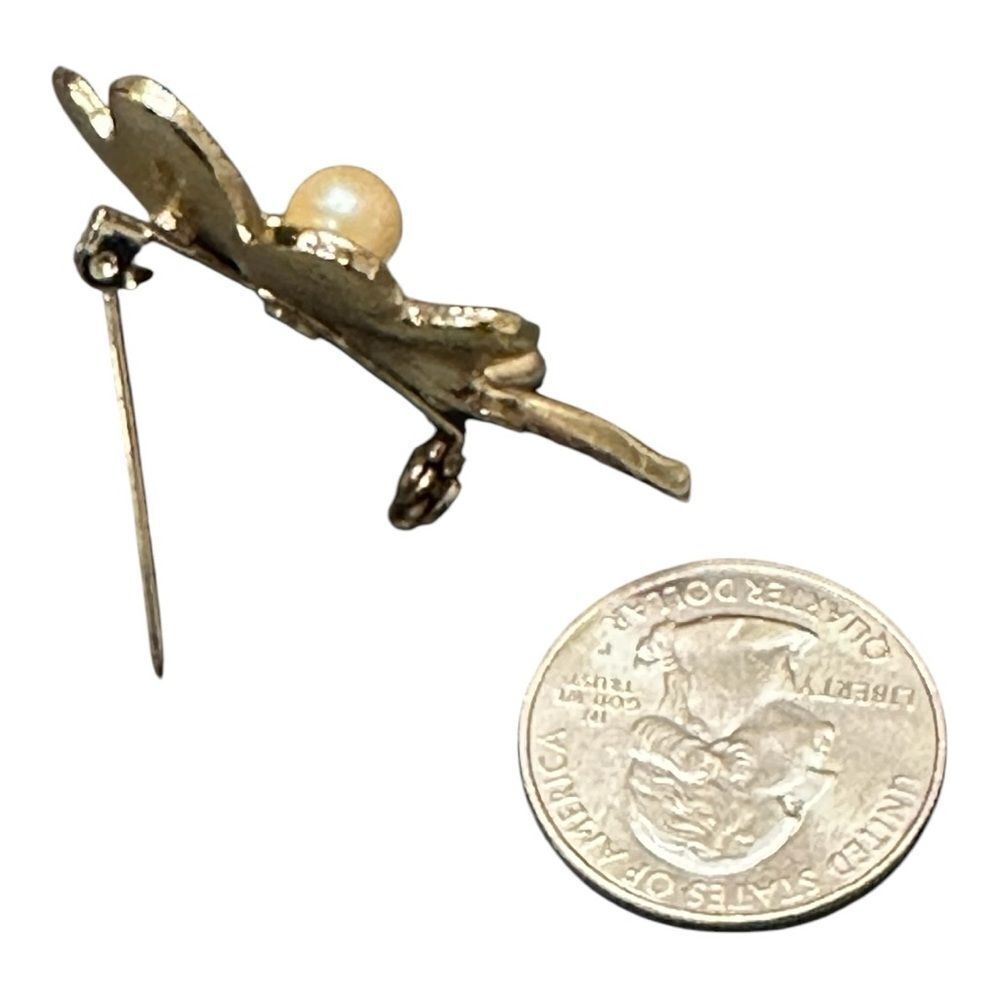 Clover Brooch with Pearl Accent gold toned - Picture 7 of 10